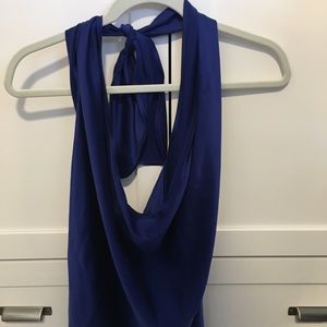 Ramy brook blue silk top.